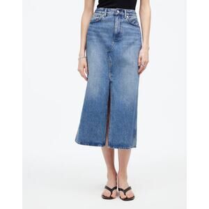 Madewell Women's The Rilee Denim Midi Skirt Minimalist Enmore Wash Blue Size 31